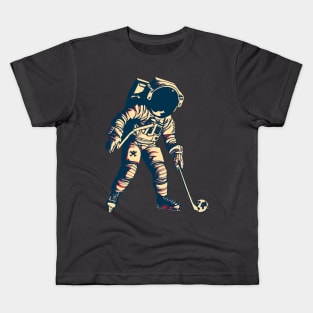 Astronaut Playing Ice Hockey Kids T-Shirt